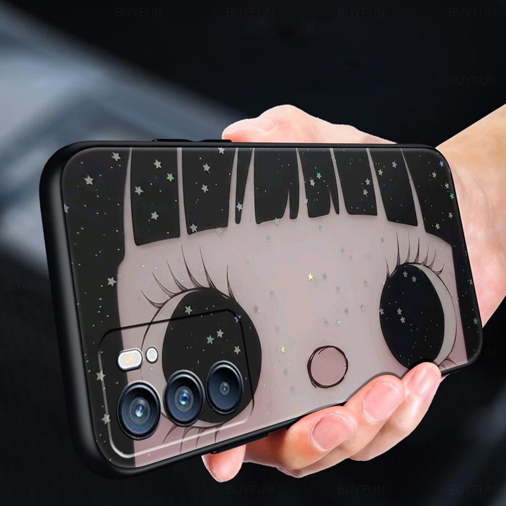 Phone Case Cover For Oppo A17 A31 A54 A57 A78 A79 Find X5 X6 Reno 7 8 10 11 12 13 F Pro 5G Soft TPU Shell Cute Black Big Eyes