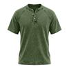 Men's Casual Short Sleeve Button Collar Pullover Shirt Slim Fit Distressed Wash