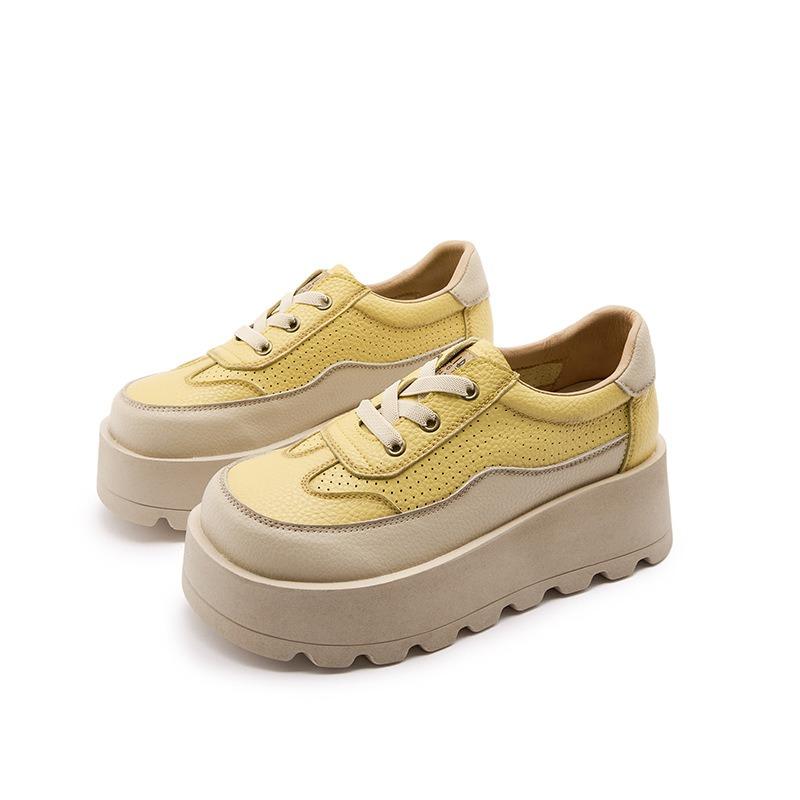 

Thick-soled Height-increasing Shoes Are Versatile Casual Sports Women s Shoes 34 жовтий