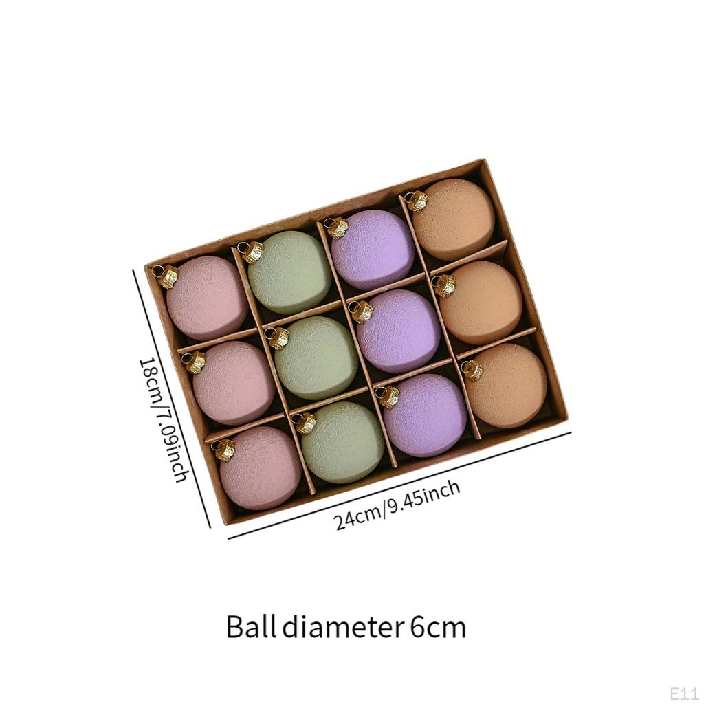 12Pcs Christmas Ball Ornaments Tree Hanging Decorations Decorative Flocking Texture Craft