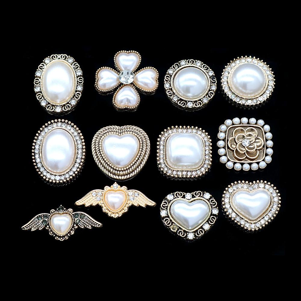 Xiaoxiangfeng Retro Old Series Alloy Jewelry Pearl Diamond Hole Shoes Diy Flat Bottom Buckle Mobile Phone Case Accessories