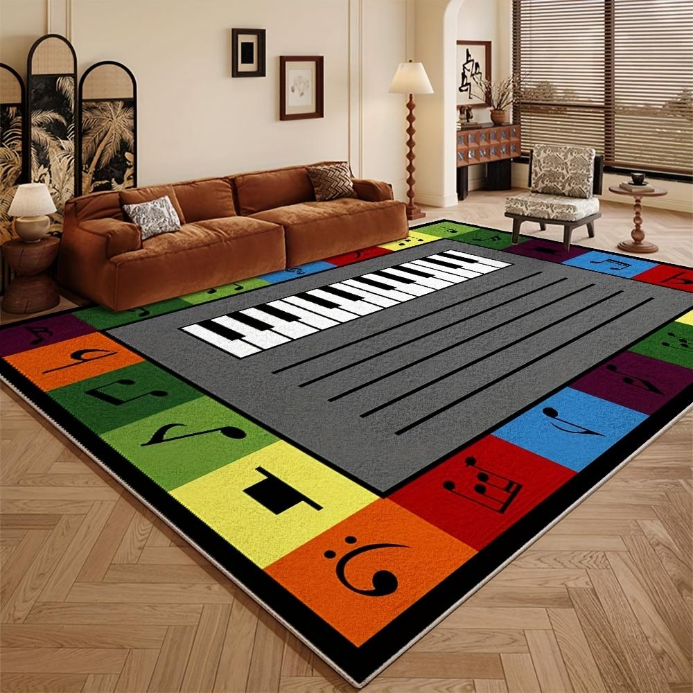

Soft Velvet Washable Area Mat Musical Note Design Non Slip Cozy Bohemian Style Living Room Bedroom Office Kitchen Gray Floral 50x80cm20x31in