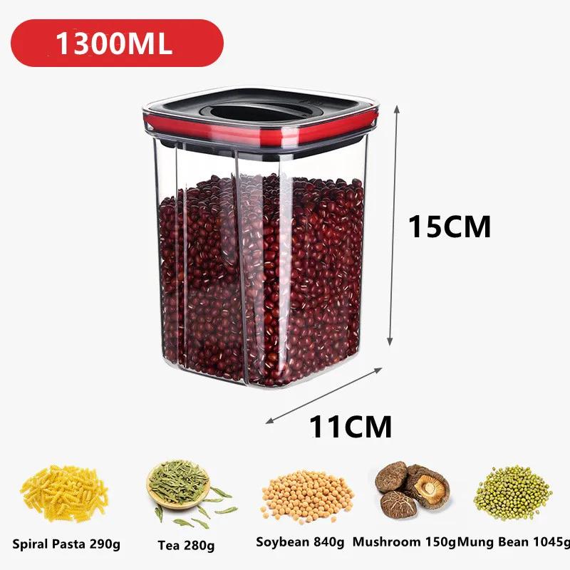 Rotating Cover Sealed Jar Food Storage Box Transparent Plastic Multigrain Tank Stackable Dried Storage Jars Kitchen Organizer