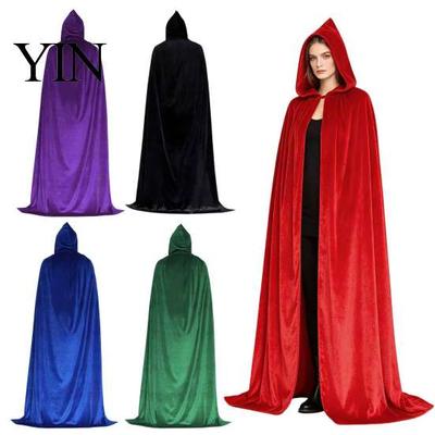 Unisex Capuchonmantel voor Halloween Volwassenen Mantel, Fluweel Vampier Tovenaar Cape, Renaissance Maskerade Feestkleding Rekwisiet Middeleeuws Kostuum Heks