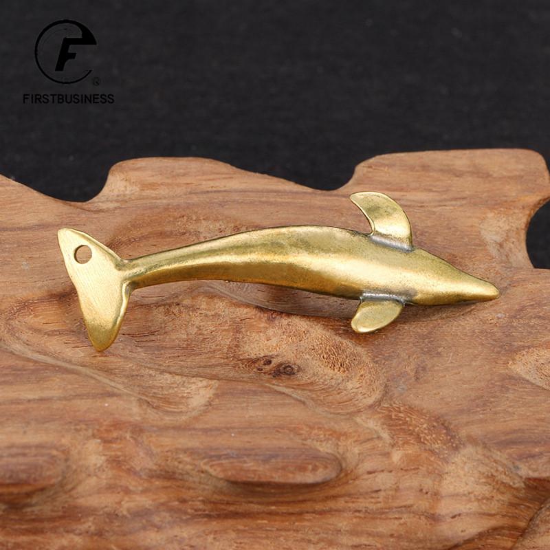 Solid Brass Dolphin Ornaments Vintage Sea Animal Desktop Decorations Crafts Collections Figurines Miniatures Tea Pet Home Decors