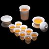 Blossom Mutton Fat Jade Porcelain Sancai Gaiwan Tea Set