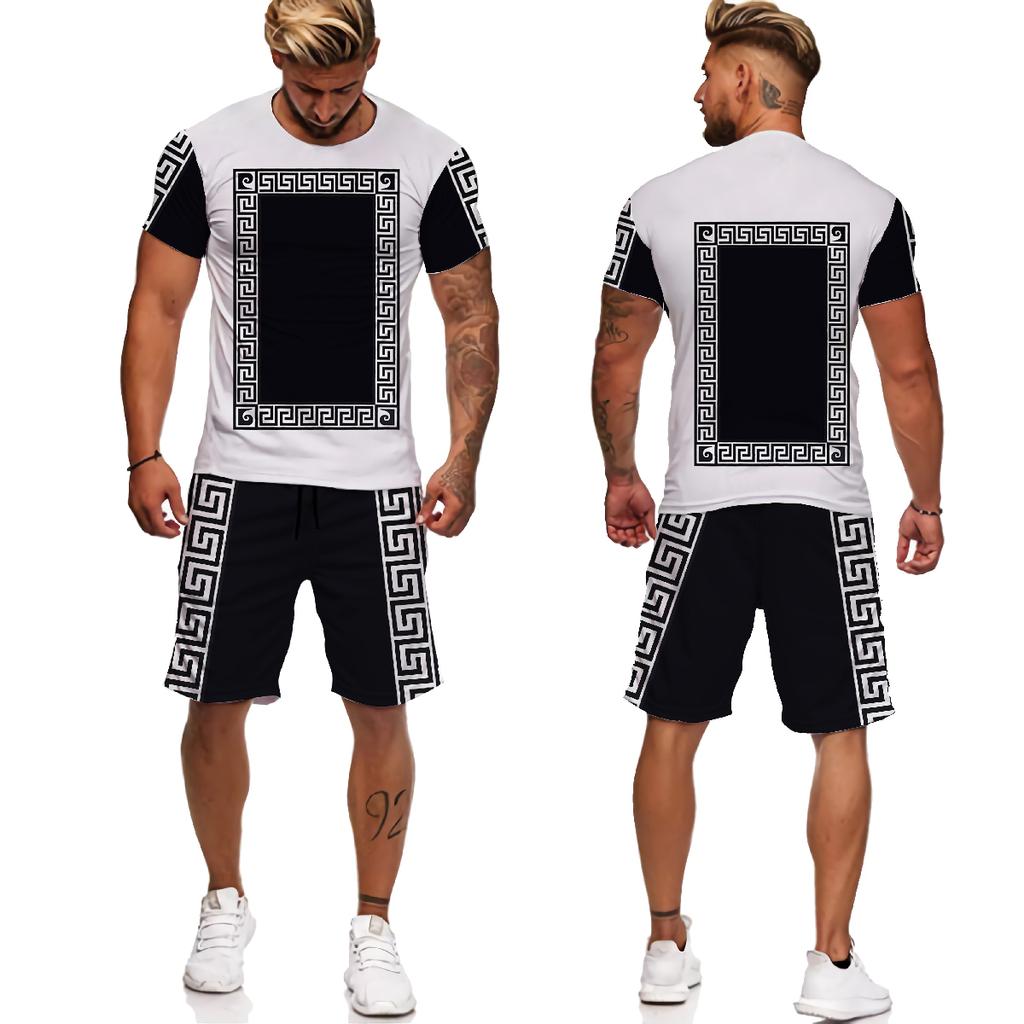 Nowe modne męskie zestawy letnie nadrukowane litery koszulki/garnitury Streetwear z krótkim rękawem stroje unisex Casual męska koszulka dres zestaw