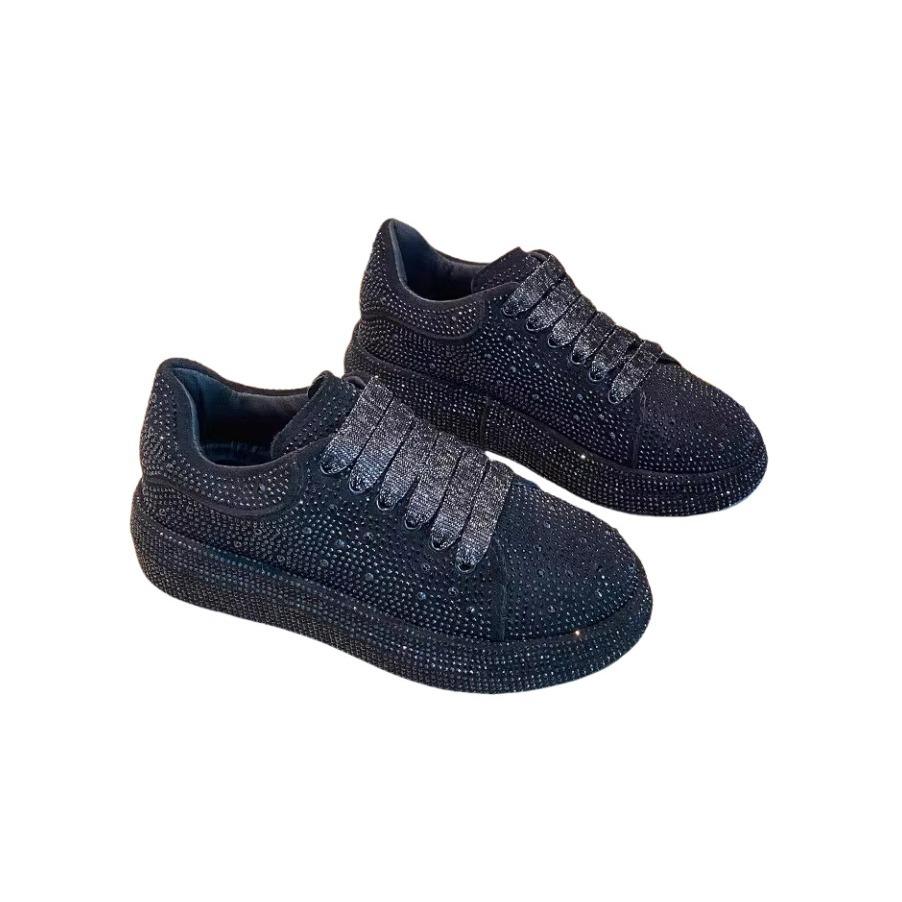 Luxury Rhinestone Womens Leather Casual Shoes Spring Autumn Originality Flash Woman Sneakers Fashion Non Slip Female Board Shoes