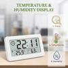 Digital Clock Temperature Humidity Meter Battery Powered Desktop Wall Mount for Kitchen Bathroom Office Living Room Bedroom
