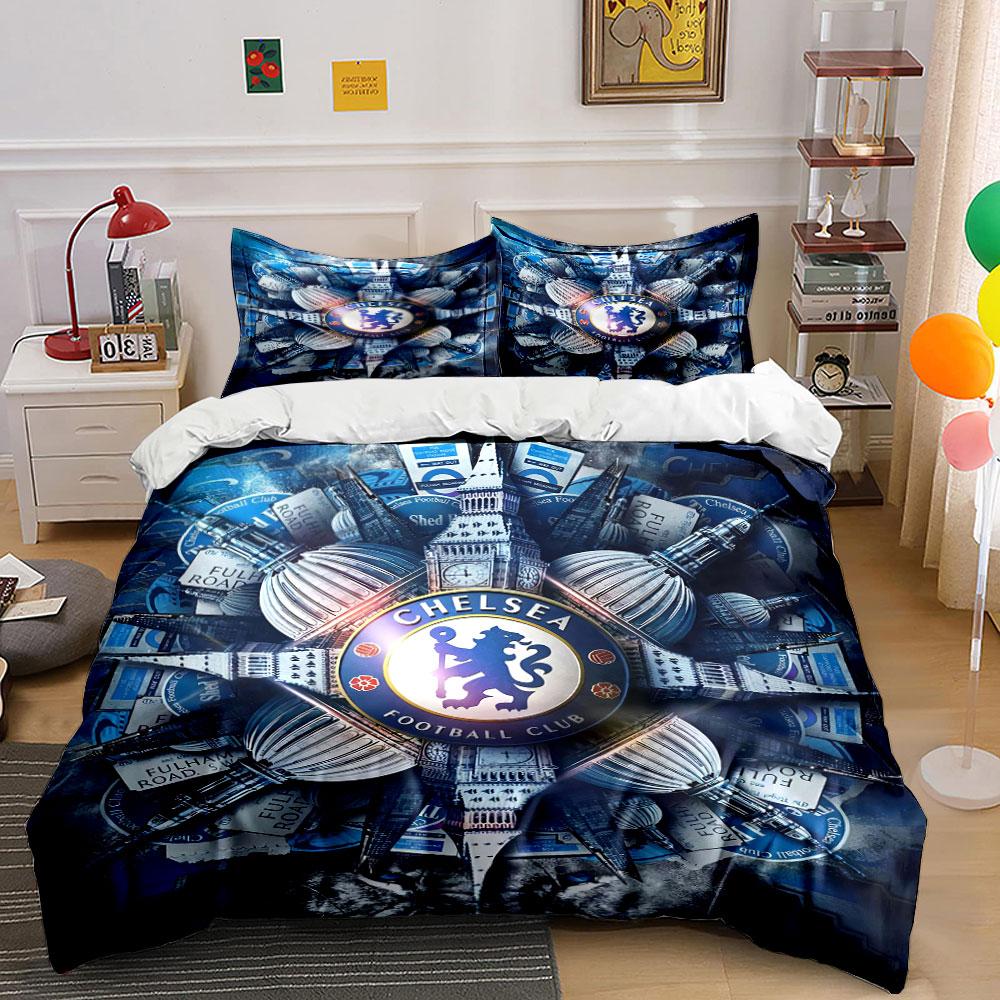 Chelsea FC Bedding Set Bedding Duvet Cover Set Duvet Cover Pillowcases (1 * Duvet Cover 2 * Pillowcases, without duvet insert)