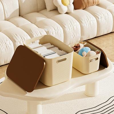 Aufbewahrungsbox mit Deckel, Griffloch, großes Fassungsvermögen, stapelbar, staubdicht, Make-up-Spielzeug, diverser Aufbewahrungskorb, Home-Office-Desktop-Organisationsbehälter