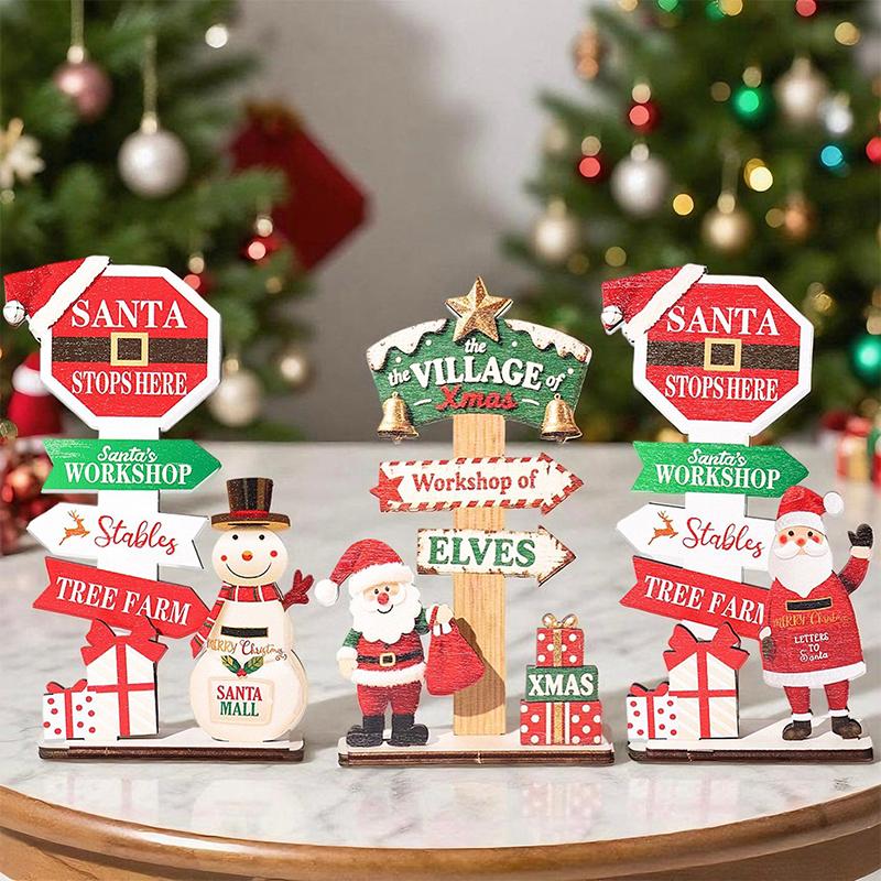 Wooden Xmas Ornaments Santa Claus Snowman Christmas Home Decoration Year Desktop Decor Navidad