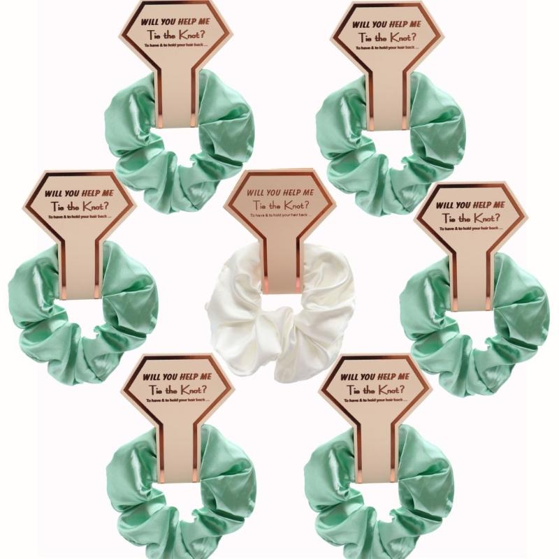 Bridesmaid HairPiece Hair Scrunchies Ponytail Holder Wedding Party Accessories Bridesmaid Scrunchies Proms Gifts 5PCS