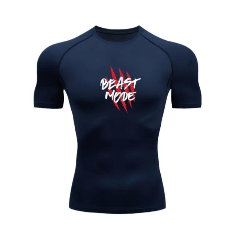 Fashionable Men's Tight Fitting Short Sleeved Fitness Running Cycling Harajuku Muscle Comfortable Exercise Quack Drying Top Summer T-shirt