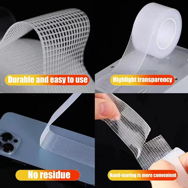 5/1Rolls Extra Strong Nano Double-Sided Tape Clear Removable Waterproof Adhesive Grid Strip for Home Kitchen Bathroom Storage
