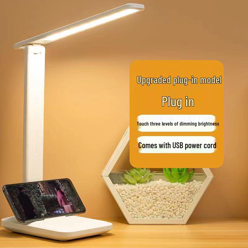Compact LED Folding Desk Lamp - Touch Control, Eye Protection, Perfect for Office, Dorm, or Study.