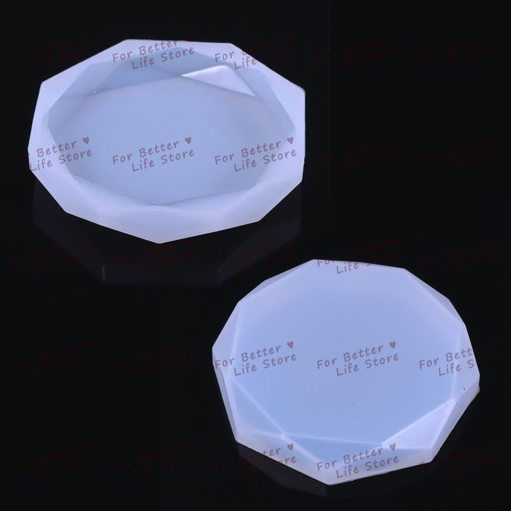 For Better Life Transparent Diy Crystal Soft Silicone Mold Love Diamond Hexagon Octagonal Mirror Coaster Display Decorations