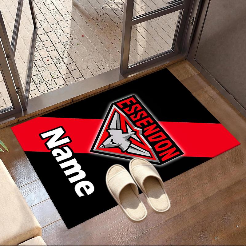 Custom Name Personalized Essendon Football Print Carpet, Versatile Home Decor Rug, for Playroom, Apartment, Balcony, Entryway, Hallway Gift