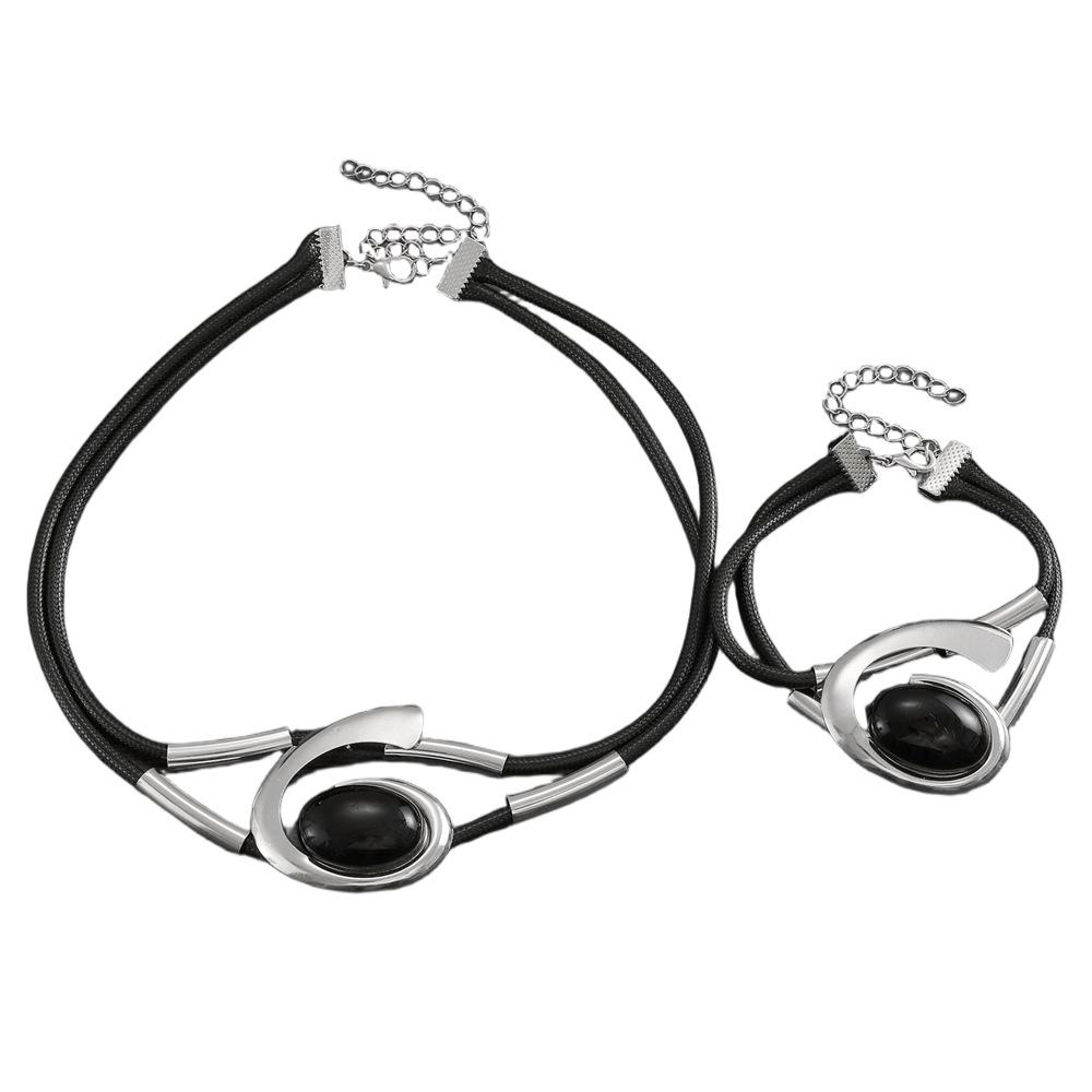 Bohemian Špirálový Šnek Akrylový Drahokam Šperky Set: Dámská sada náhrdelníku a náramku