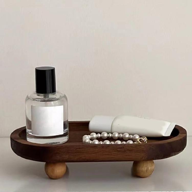 Holz-Schminkschale mit texturierten Schmuckorganisatoren Schale Eleganter Holzsockel für Kommode und Nachttisch Display