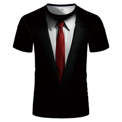 Yaz erkek T-shirt 3D Karikatür Baskı Tees Gevşek Yuvarlak Boyun Kısa Kollu Üstleri Erkek Giyim