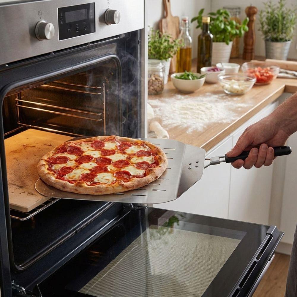 Metal Non-Stick Pizza Shovel Long Handle Pizza Transfer Tray Pizza Peel  Homemade Baking