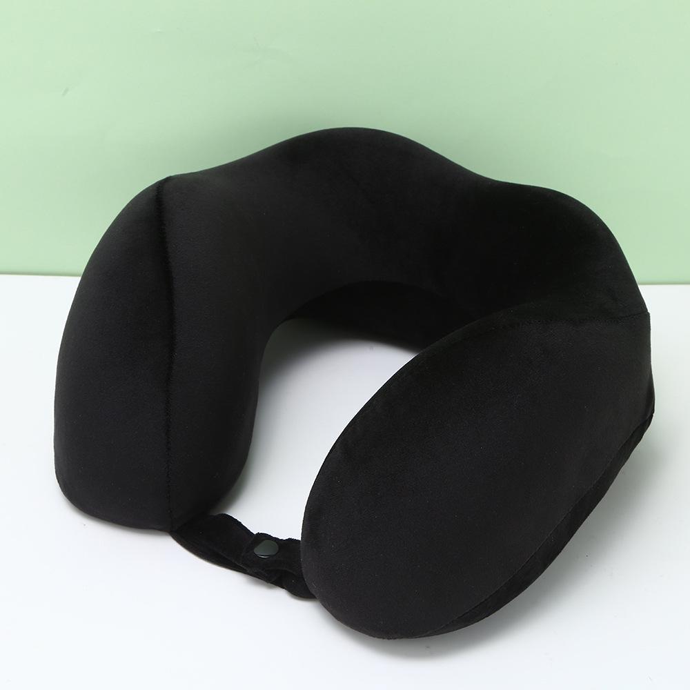 Blue Travel U-Shape Memory Foam Pillow: Foldable, Portable Neck Support with Buckle, Perfect for Naps. Single U-shape 30x28cm