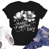 Women's Casual Fashion Street Slim Short Sleeve Mother's Day Printed T-Shirt Top
