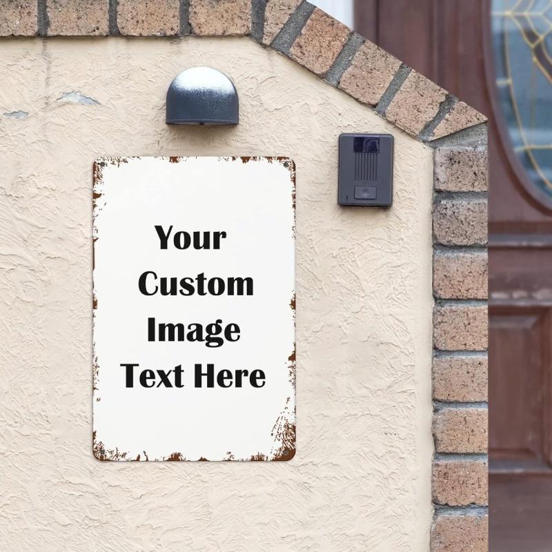 [8x12 Metal Sign] 8x12 Inch Durable Metal Sign | Customizable Vintage Metal Sign - Personalized Image/Text/Logo, Rustic Distress