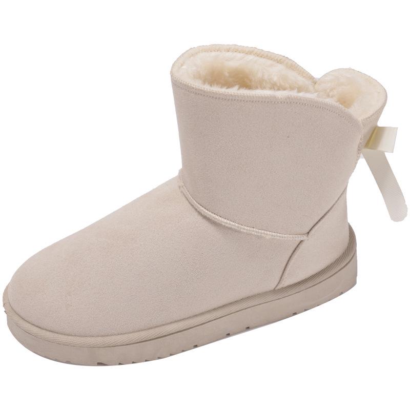 

Жіночі світло-коричневі замшеві снігові чоботи на флісовій підкладці - Теплі, Модні, Нековзні, Універсальні. 40 off білий колір