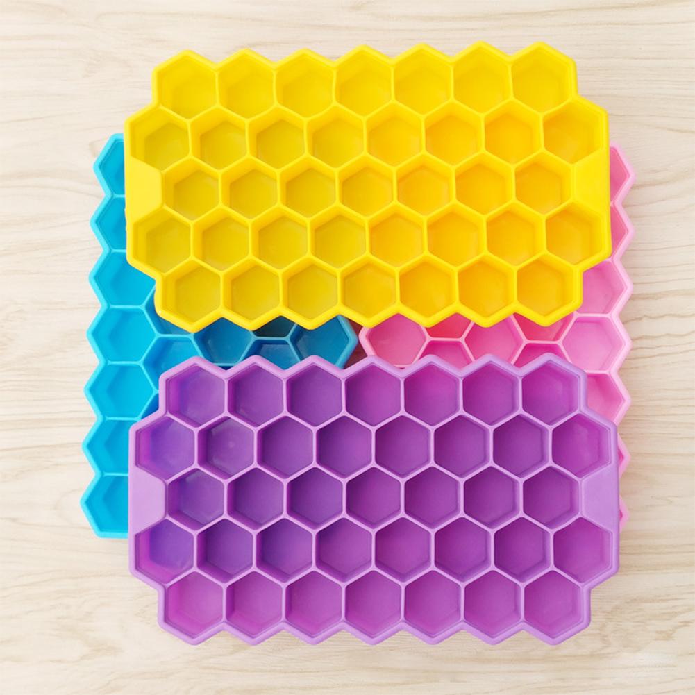 37-Grid Honeycomb Silicone Ice Cube Mold with Cover Ice Tray Home Kitchen DIY Tools