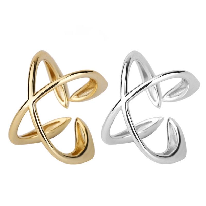 Lines Crossed Geometric Ring for Stylish Women Adjustable Size Open Finger Ring Unique Accessories Date Night Accessory