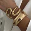 Ingemark Punk Vintage Geometrisch Heavy Metal Federarmreifen für Damen Hip Hop Goldfarbe Offene Manschettenarmbänder Paar Herren Schmuck
