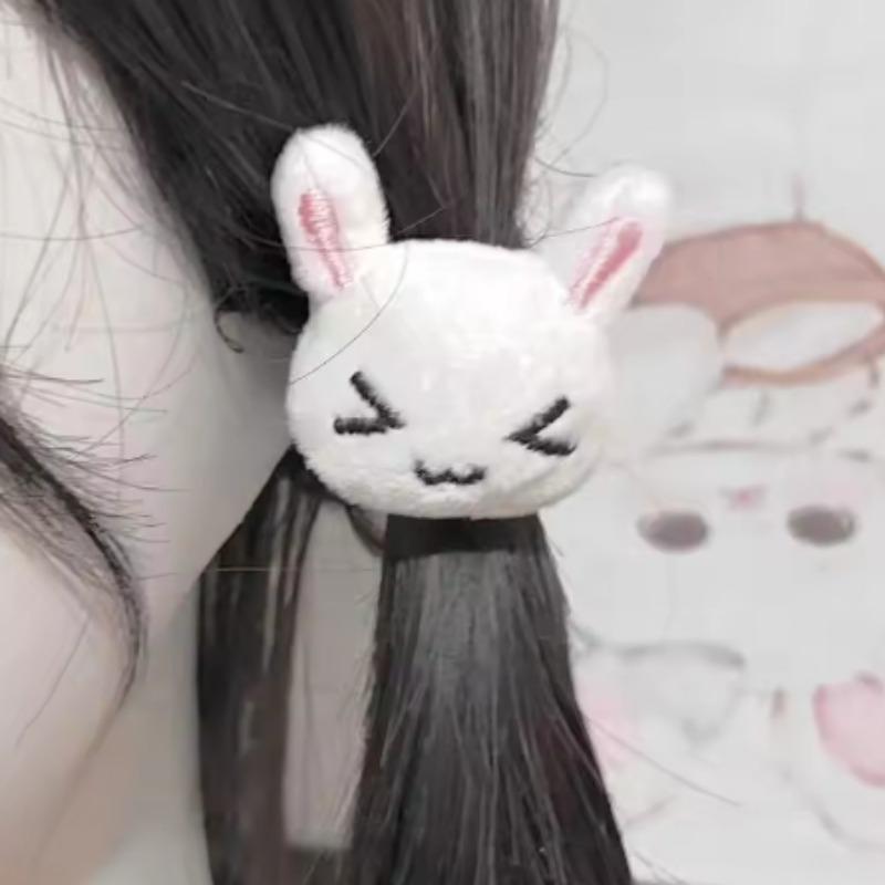 1/2/4PCS Cute Plush Bunny Rabbit Hair Tie Hairband for Lolita JK Girls Students Ponytail Hair Rope Hair Accessories Jewelry Gift