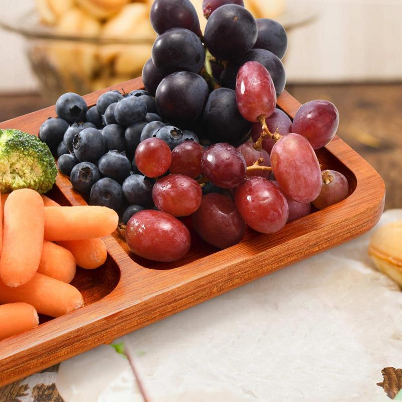 Wooden Serving Tray Acacia Wooden Serving Plate Sturdy Food Serving Utensils Beautiful Wooden Divided Tray For Birthday Wedding