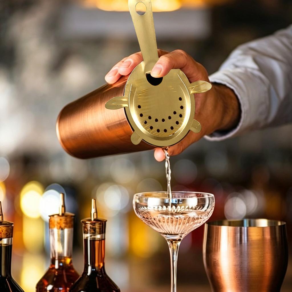 Stainless Steel Cocktail Strainer Bar Tool with Spring Coil Handle for Mixing Drinks and Filtering Ice