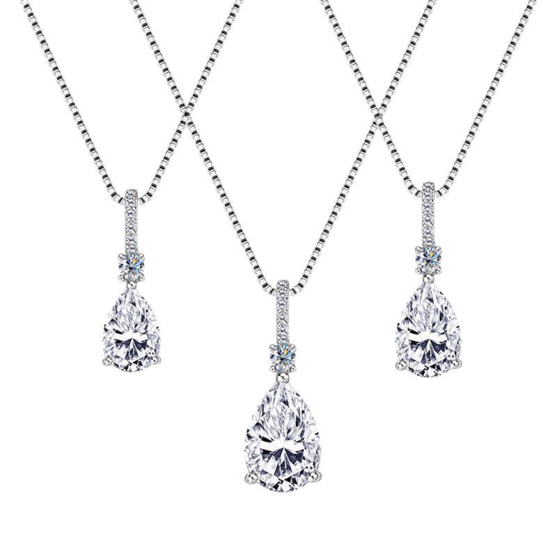 

Silvere Glam Новая подвеска с муассанитом из Европы и Америки - легкое и роскошное ожерелье с каплей воды из стерлингового серебра 925 пробы с муассанитом Main stone 6mm белый