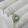 Sace Gems Anhänger für Damen, 925er Sterlingsilber, natürlicher Schweizer Blautopas und Peridot, Halskette, edler Schmuck, Geschenke
