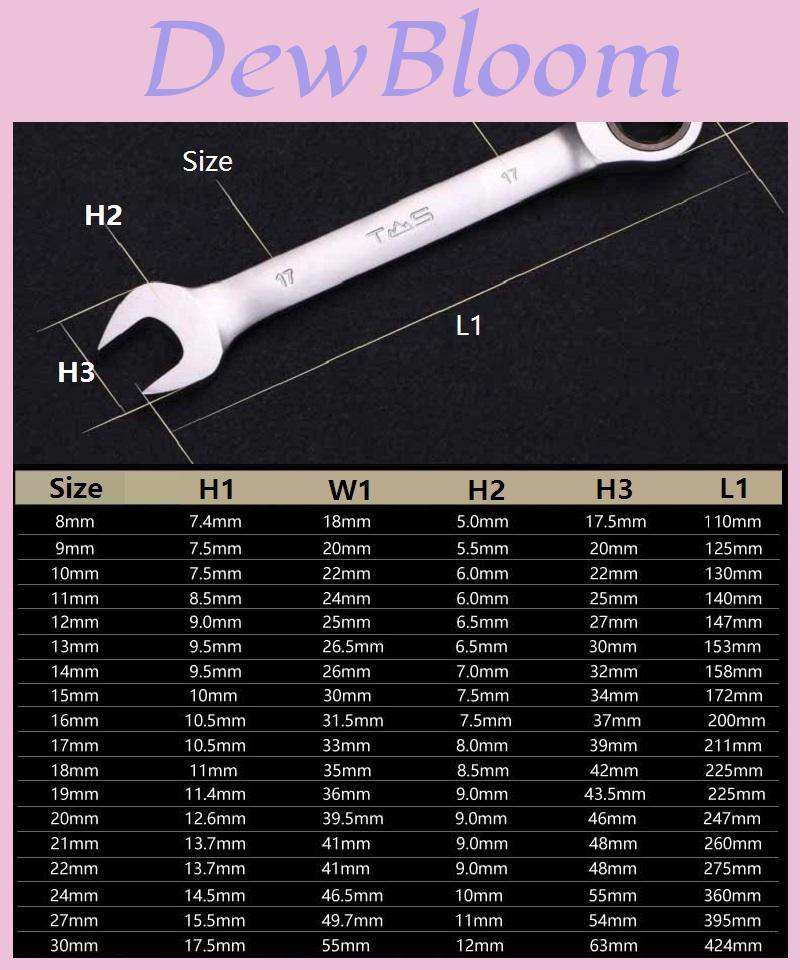 High-quality 8mm-32mm Wrench Repairment Ratchet Open Fixed Head Tool Spanner Set