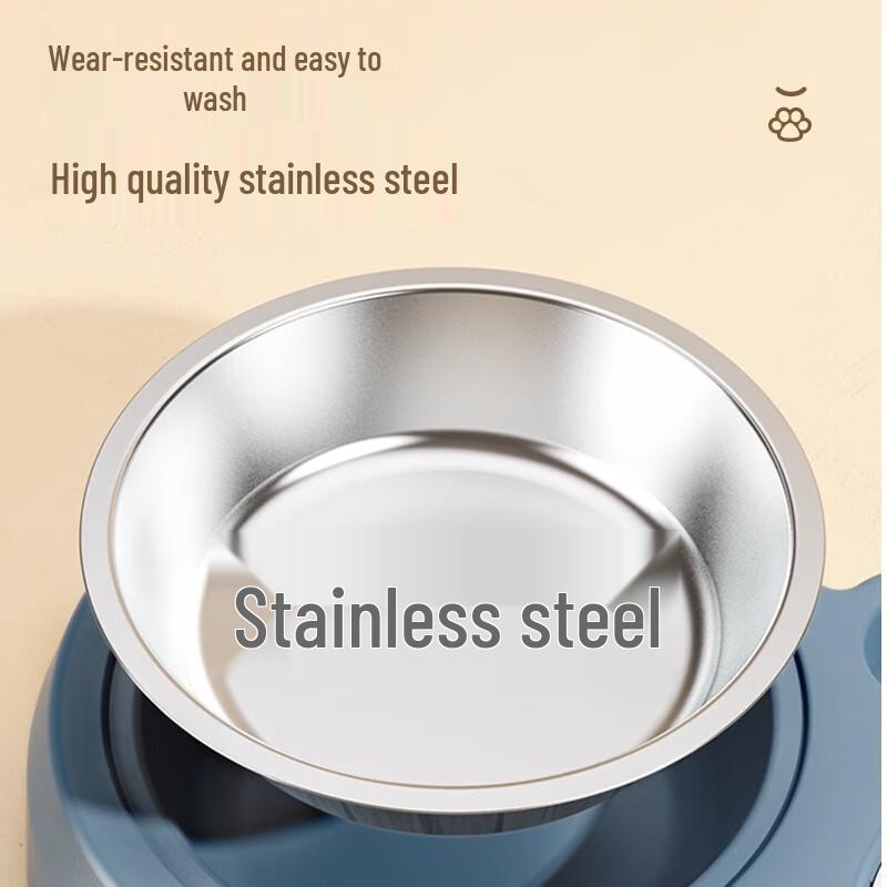Automatic Pet Water & Food Feeder with Stainless Steel Bowls CN plug (adapter included)