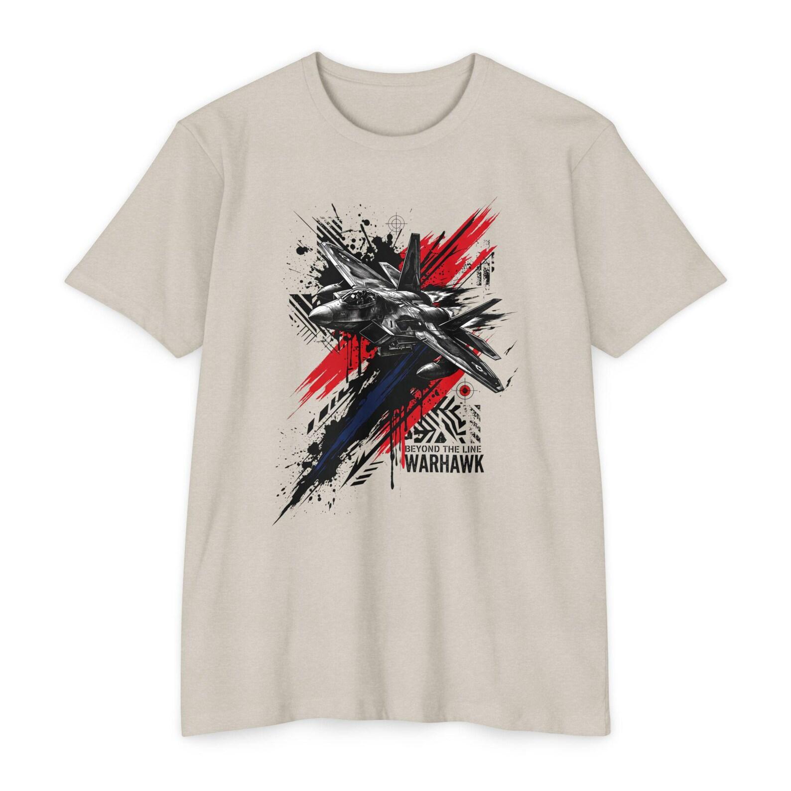 Warhawk Fighter Jet Graffiti T-Shirt | Military Aviation Graphic Tee | Gift for Pilots Air Force Plane Lovers 2XL