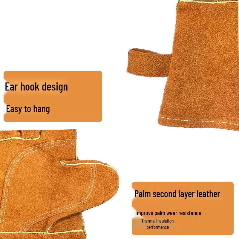 Cowhide Heat-Resistant BBQ & Welding Gloves - Aluminum Foil Insulated, Fireplace & Oven Safe.