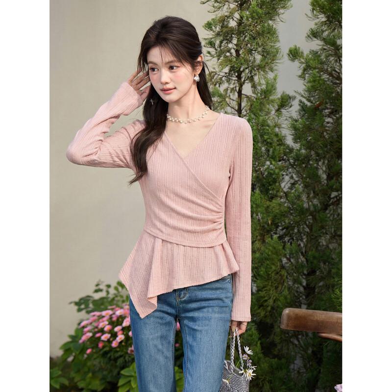 Women s Elegant Pink Long-Sleeve T-Shirt S