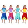 Kids Girls Color Block Dance Dress Mock Neck Sleeveless Tiered Wrapped Hem Praise Lyrical Dance Dress Dancewear