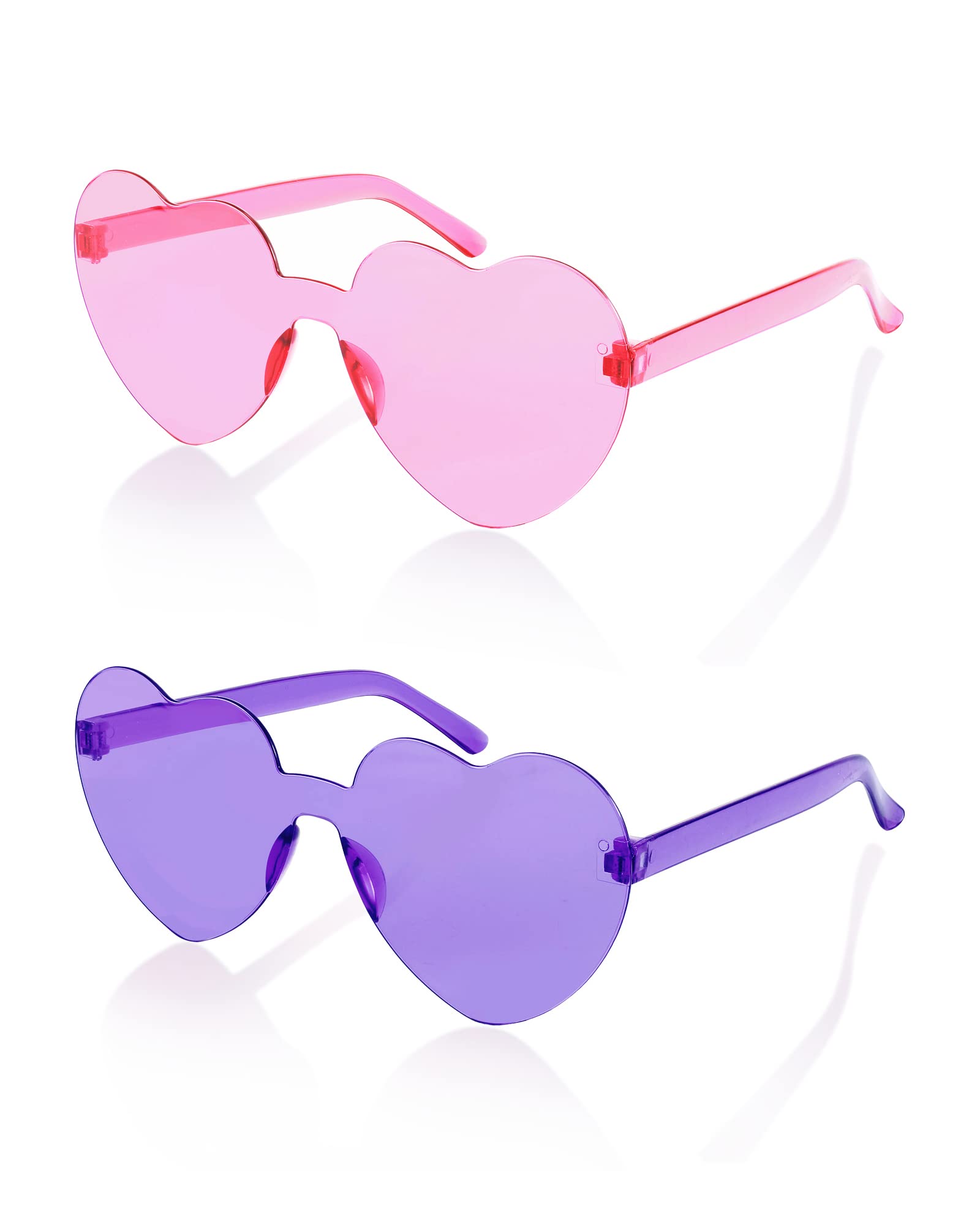 

2 Set Sunglasses UV Protection Sunglasses Fashion Rimless Heart Shaped Sunglasses One Piece Lens Transparent B2826 [FEISEDY] Women s