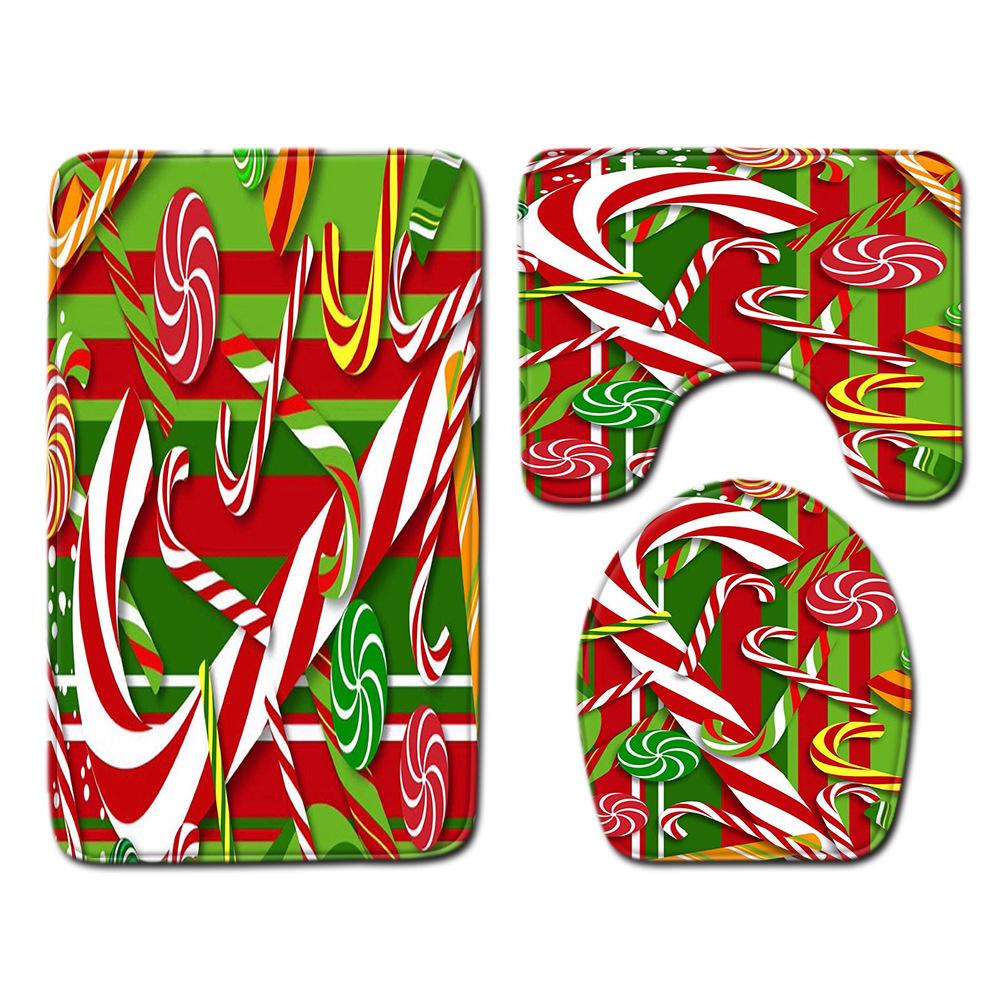 

Рождественский коврик для ванной, туалетный трехпредметный набор 45cmx75cm