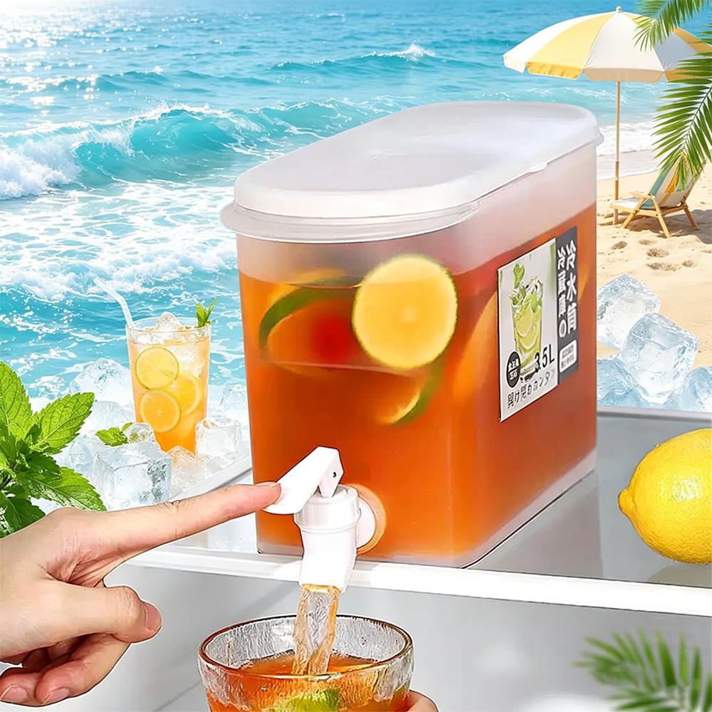 Summer 3.5L Iced Drink Bucket with Tap, Household Water Pitcher, Fruit Tea Infuser Container for Outdoor Camping Party