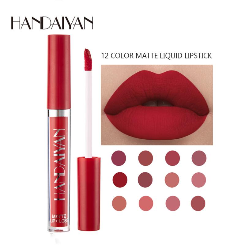 Women New Style Makeup 12 Color Matte Lip Glaze Set Matte Waterproof Non-stick Cup Air Velvet Lip Gloss Lipstick Blush