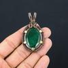 Lab-Created Emerald Gemstone Pure Copper Wire Wrapped Handmade Pendant Jewelry For Her