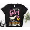 Just A Girl Who Loves Chickens Goats T Shirt Farm Animals Lover Casual for Farming Girls Vintage Washed Stretched Fashion